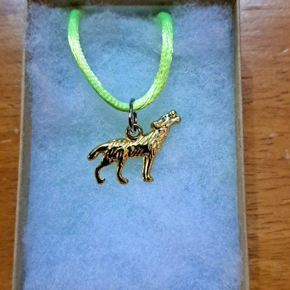 Gold Howling Wolf Necklace